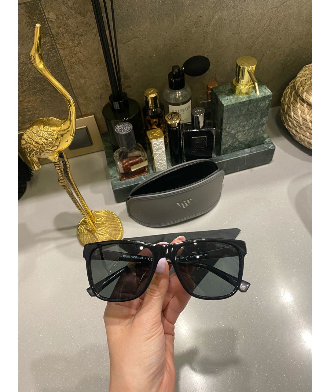 EMPORIO ARMANI Черные пластиковые солнцезащитные очки, фото 5