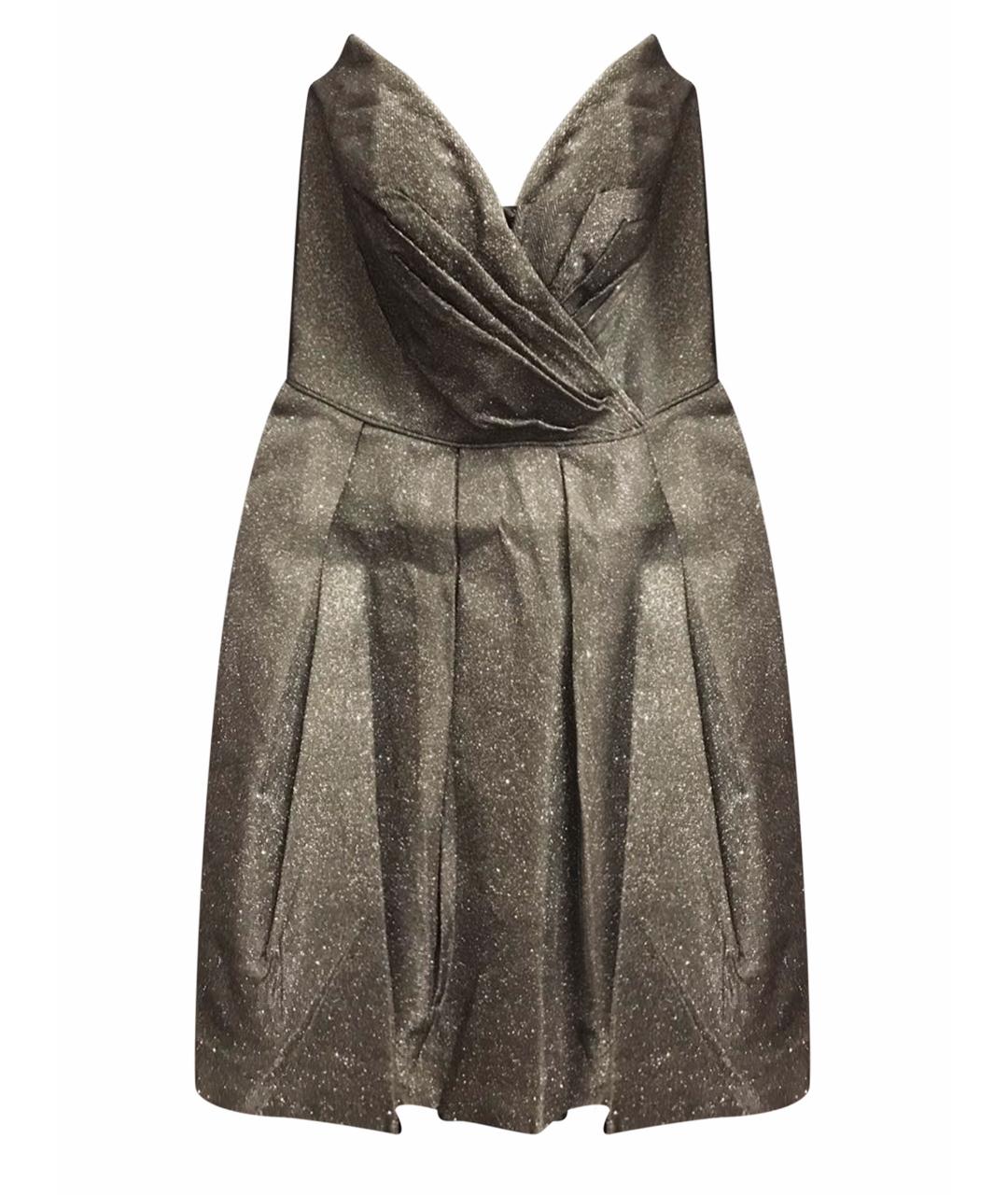 TARIK EDIZ Серебряное полиэстеровое вечернее платье, фото 7