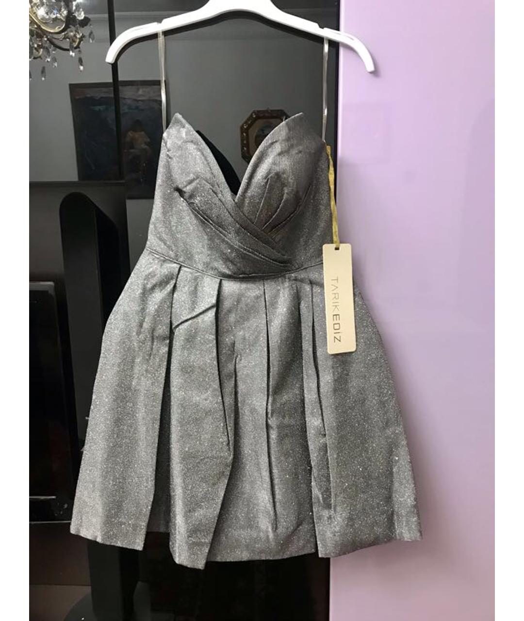TARIK EDIZ Серебряное полиэстеровое вечернее платье, фото 8
