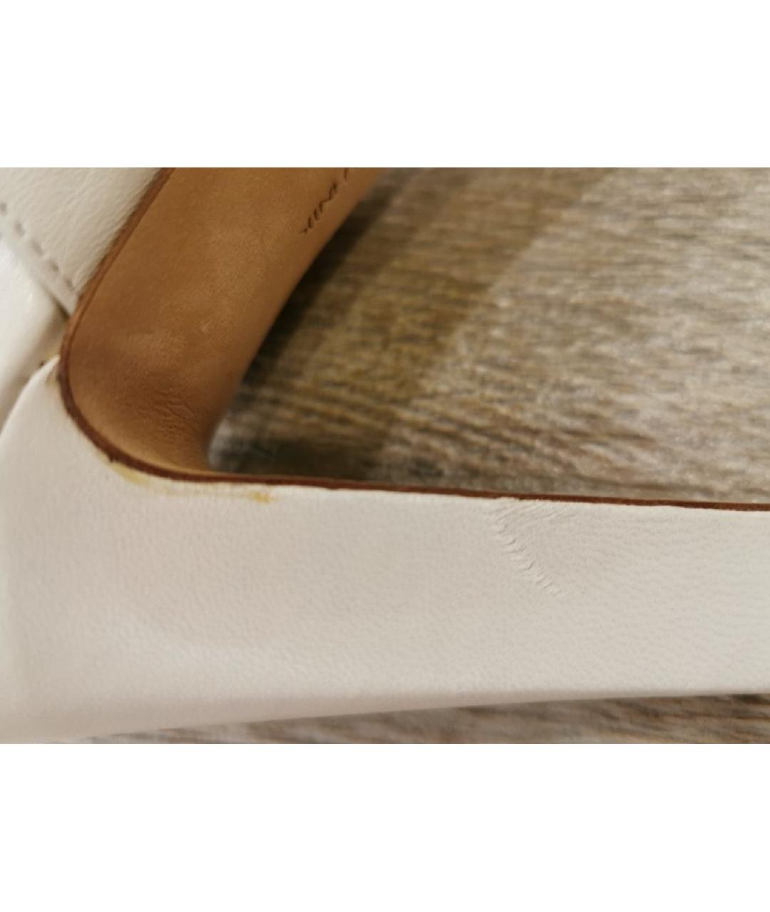 MANOLO BLAHNIK Белые кожаные босоножки, фото 5