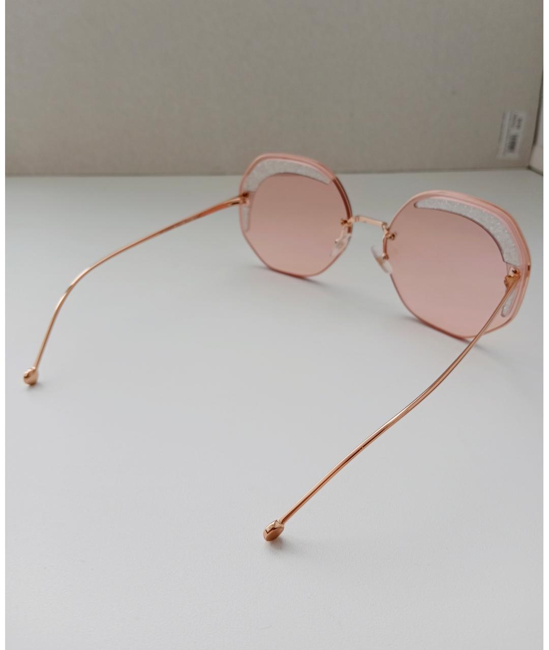 FENDI Золотые металлические солнцезащитные очки, фото 5