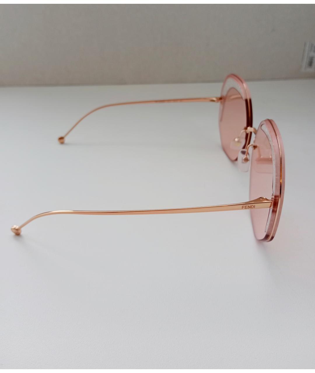 FENDI Золотые металлические солнцезащитные очки, фото 4