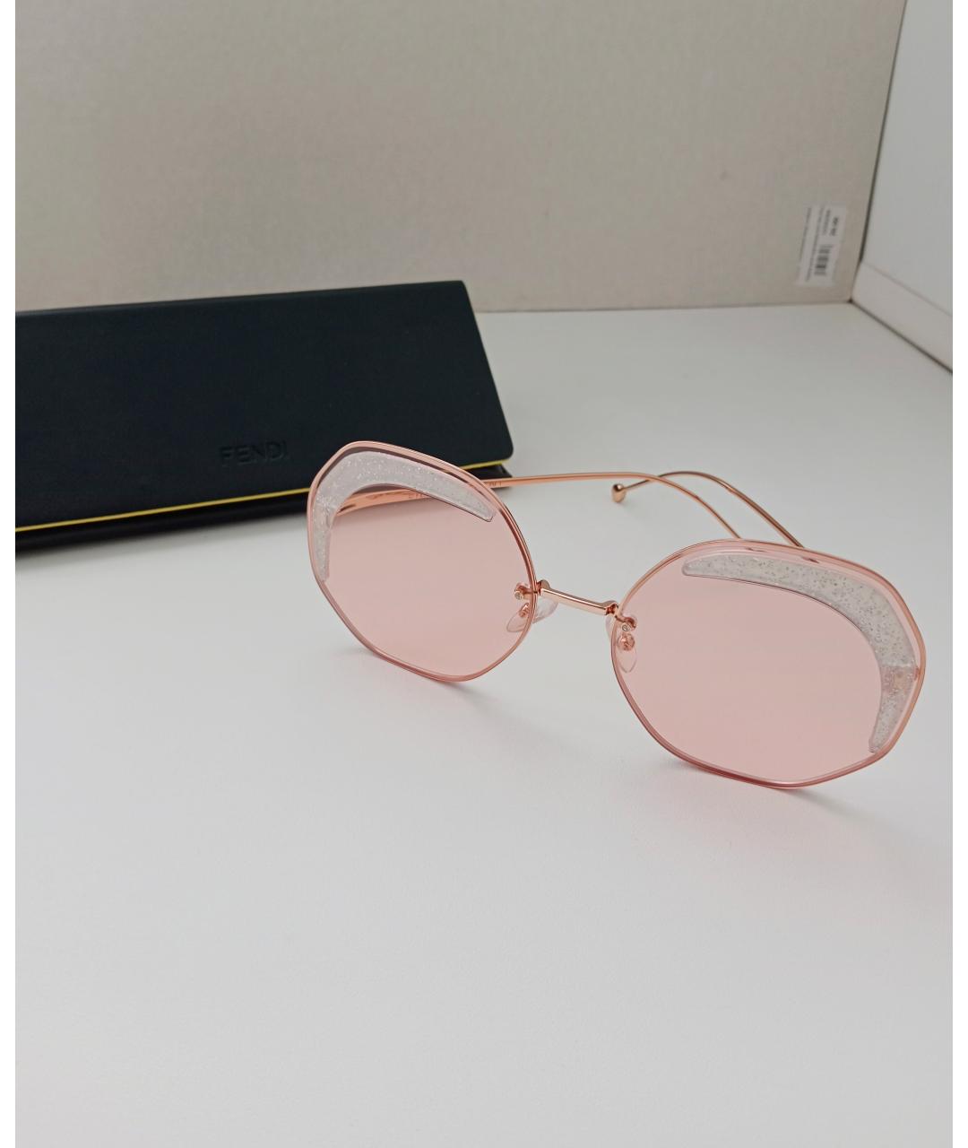 FENDI Золотые металлические солнцезащитные очки, фото 3