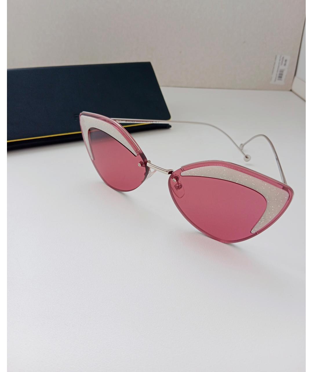 FENDI Серебряные металлические солнцезащитные очки, фото 3