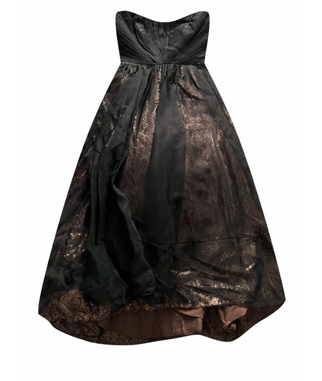 MONIQUE LHUILLIER Черное сетчатое вечернее платье, фото 1