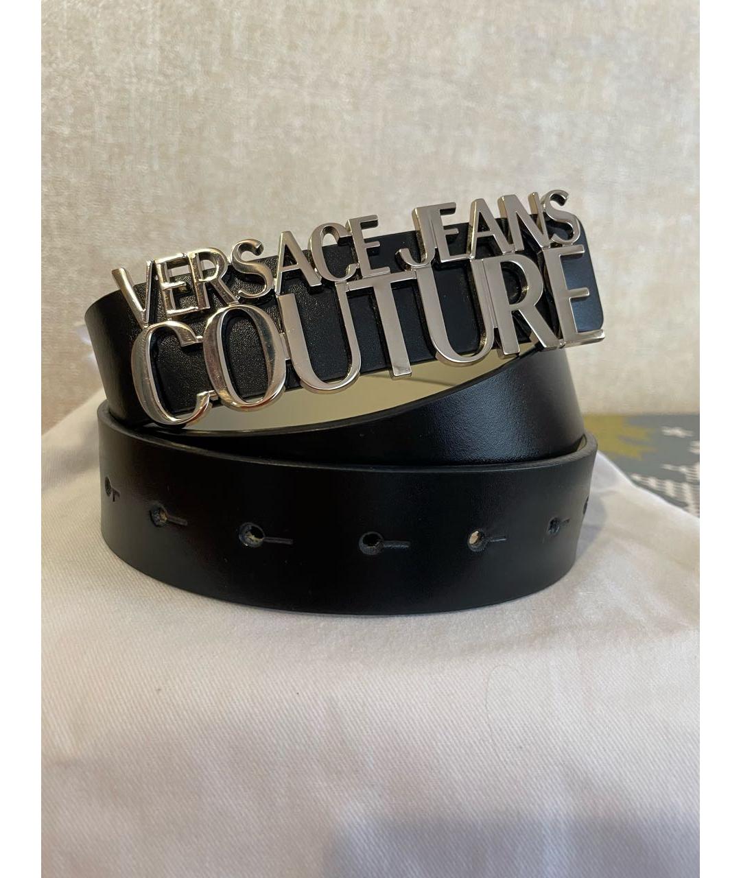 VERSACE JEANS COUTURE Черный кожаный ремень, фото 4