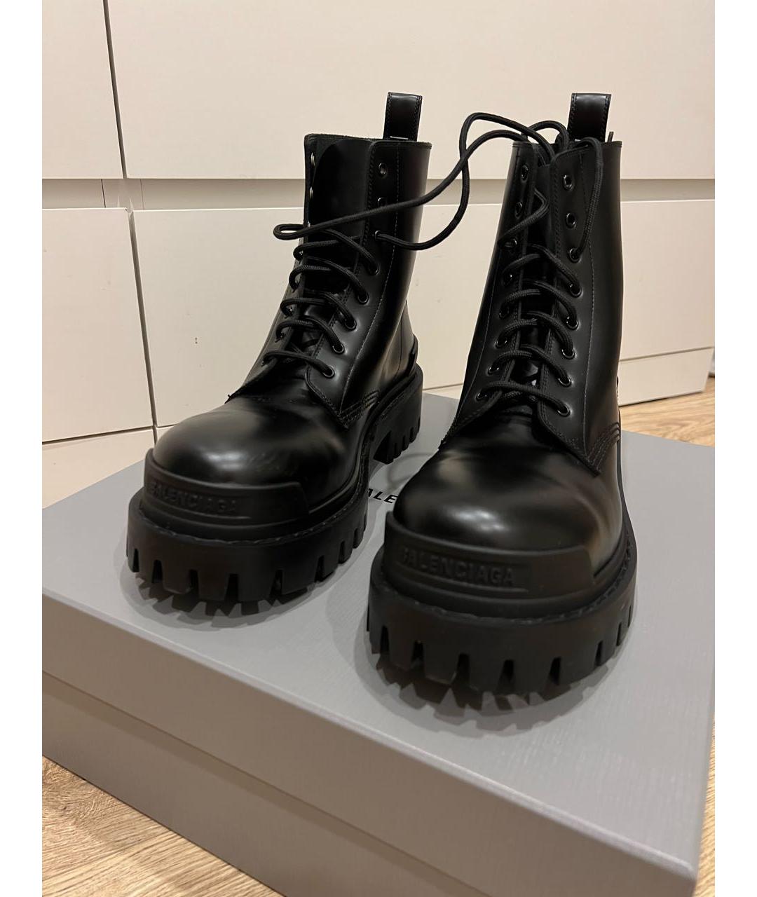 BALENCIAGA Черные кожаные ботинки, фото 2