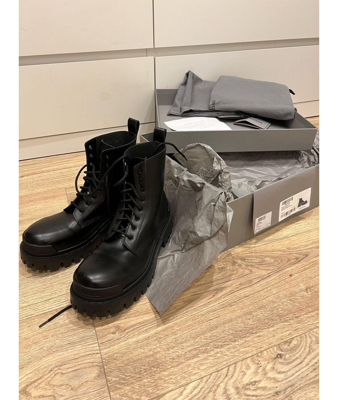 BALENCIAGA Черные кожаные ботинки, фото 5