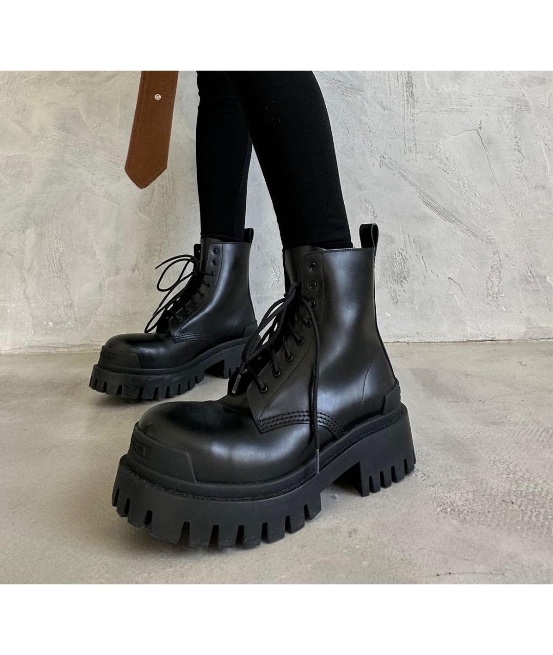 BALENCIAGA Черные кожаные ботинки, фото 8