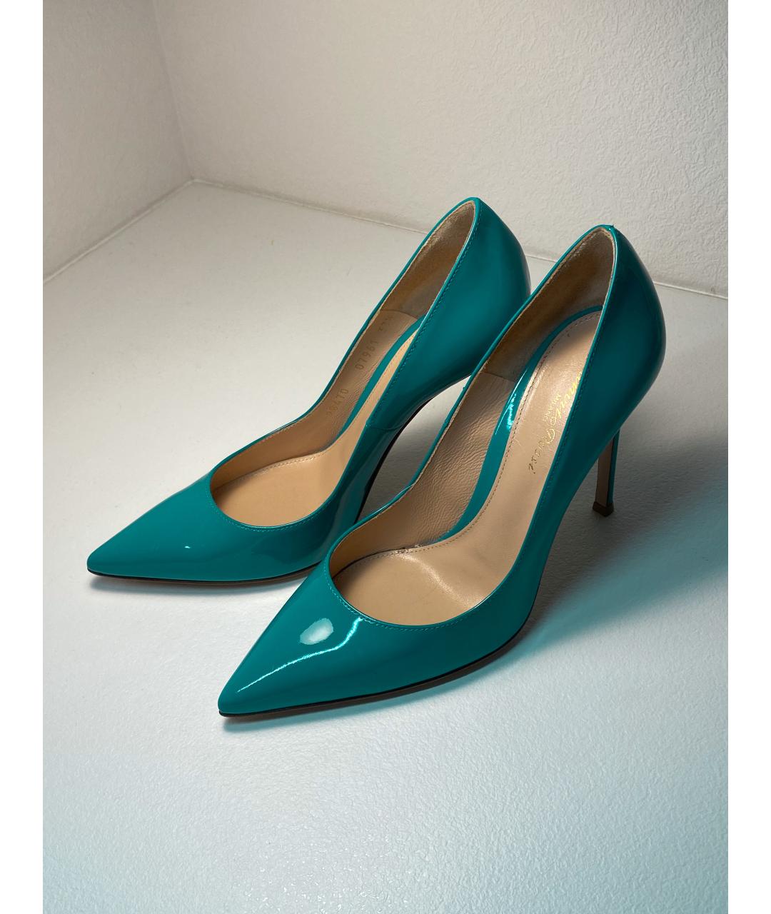 GIANVITO ROSSI Бирюзовые кожаные туфли, фото 2