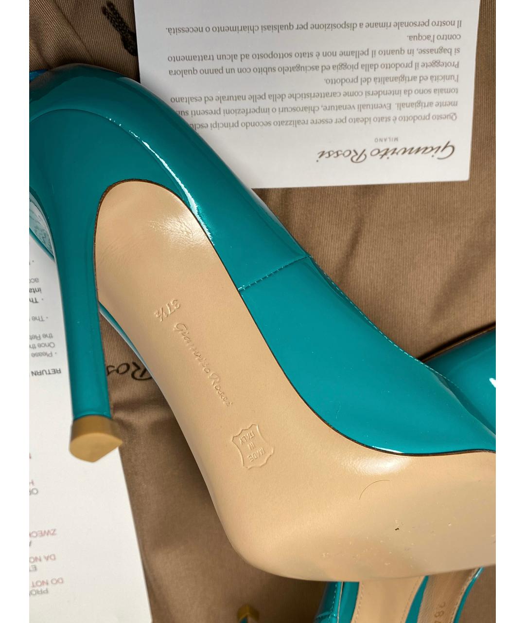 GIANVITO ROSSI Бирюзовые кожаные туфли, фото 6