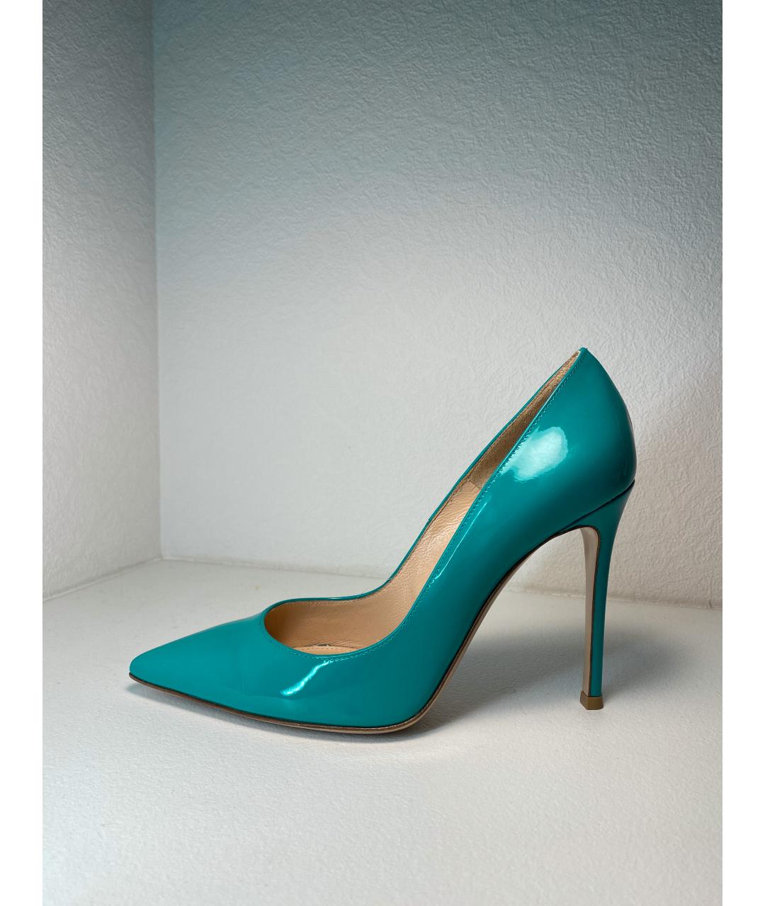 GIANVITO ROSSI Бирюзовые кожаные туфли, фото 8