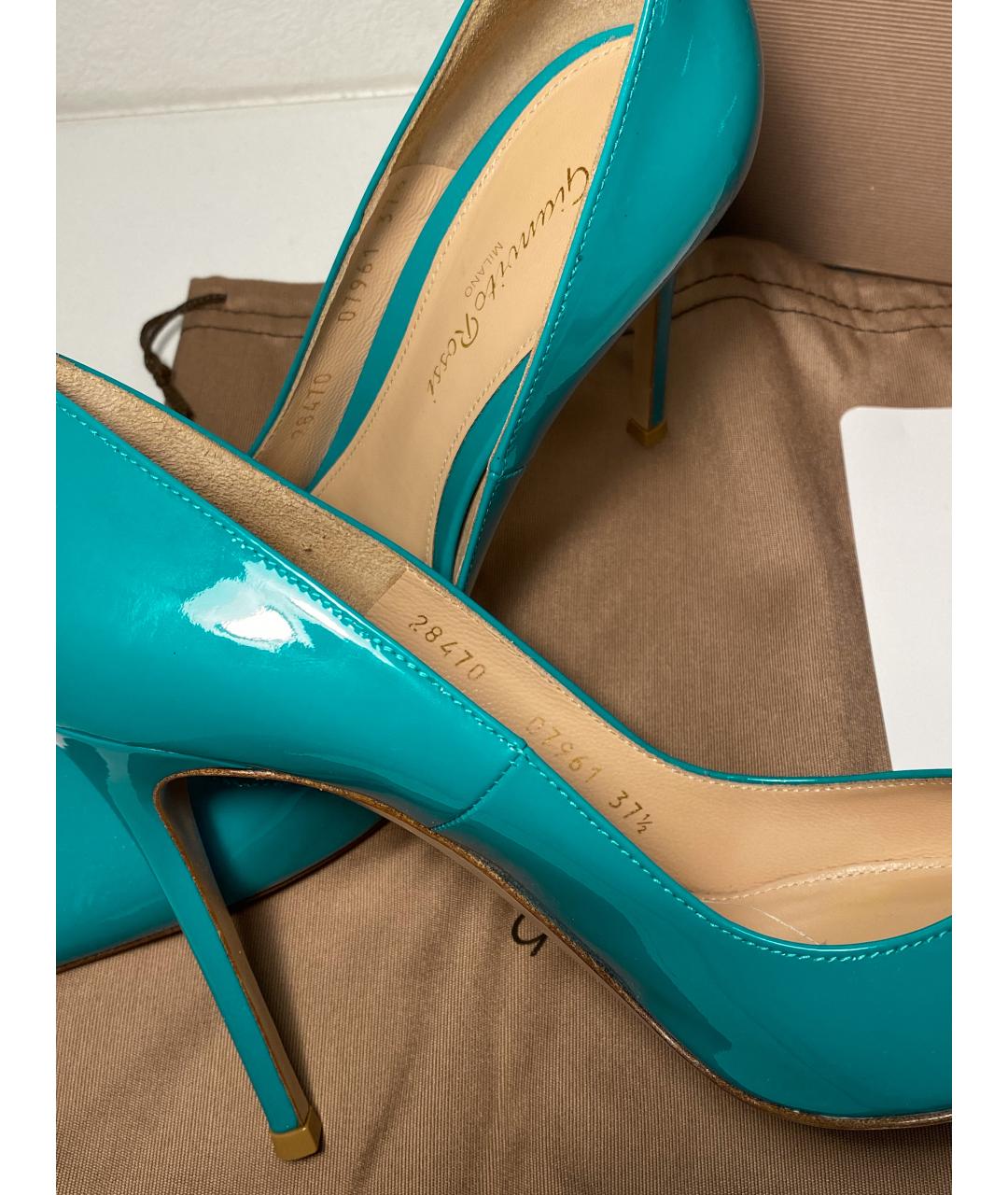 GIANVITO ROSSI Бирюзовые кожаные туфли, фото 5
