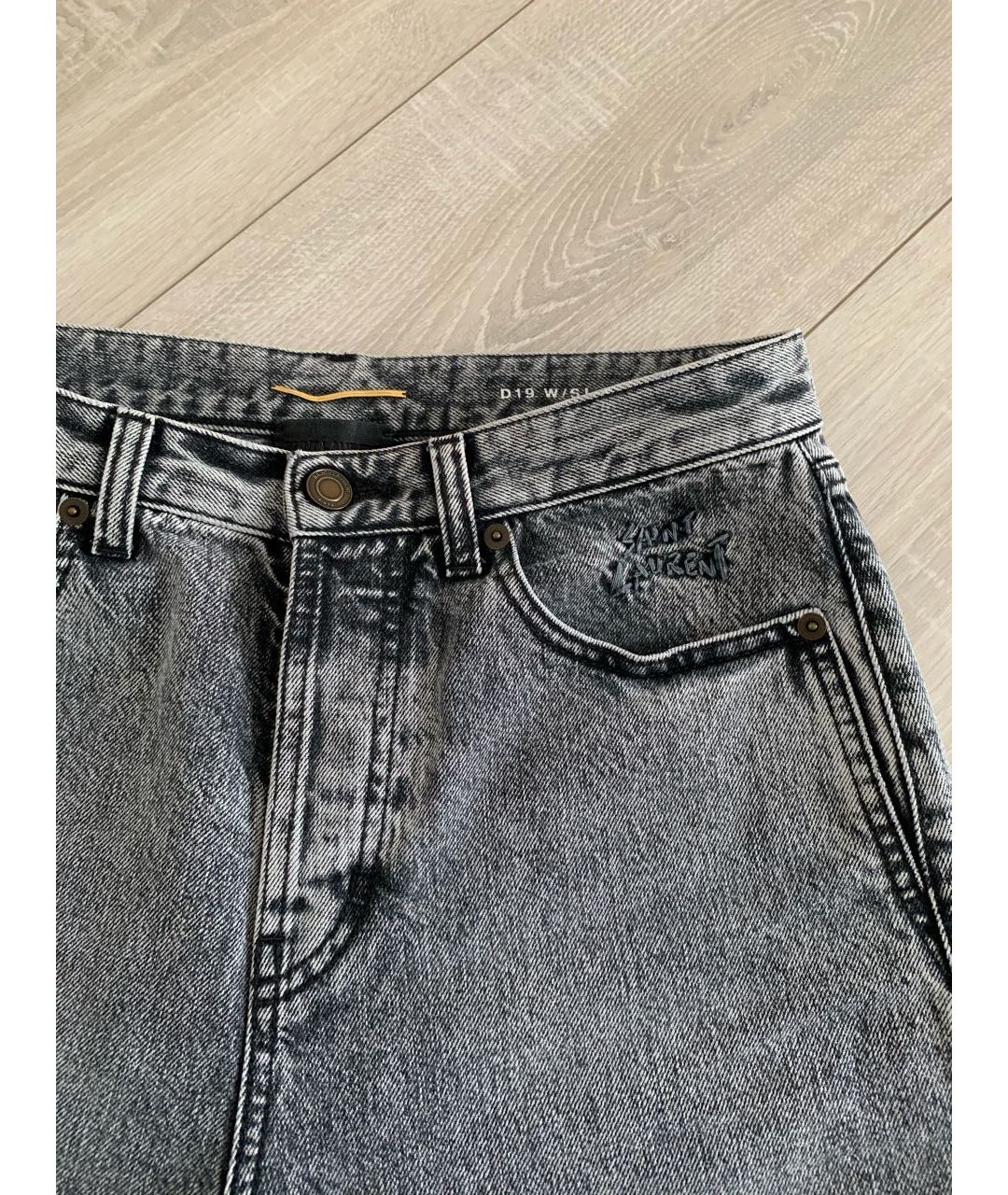 SAINT LAURENT Серые хлопковые прямые джинсы, фото 4