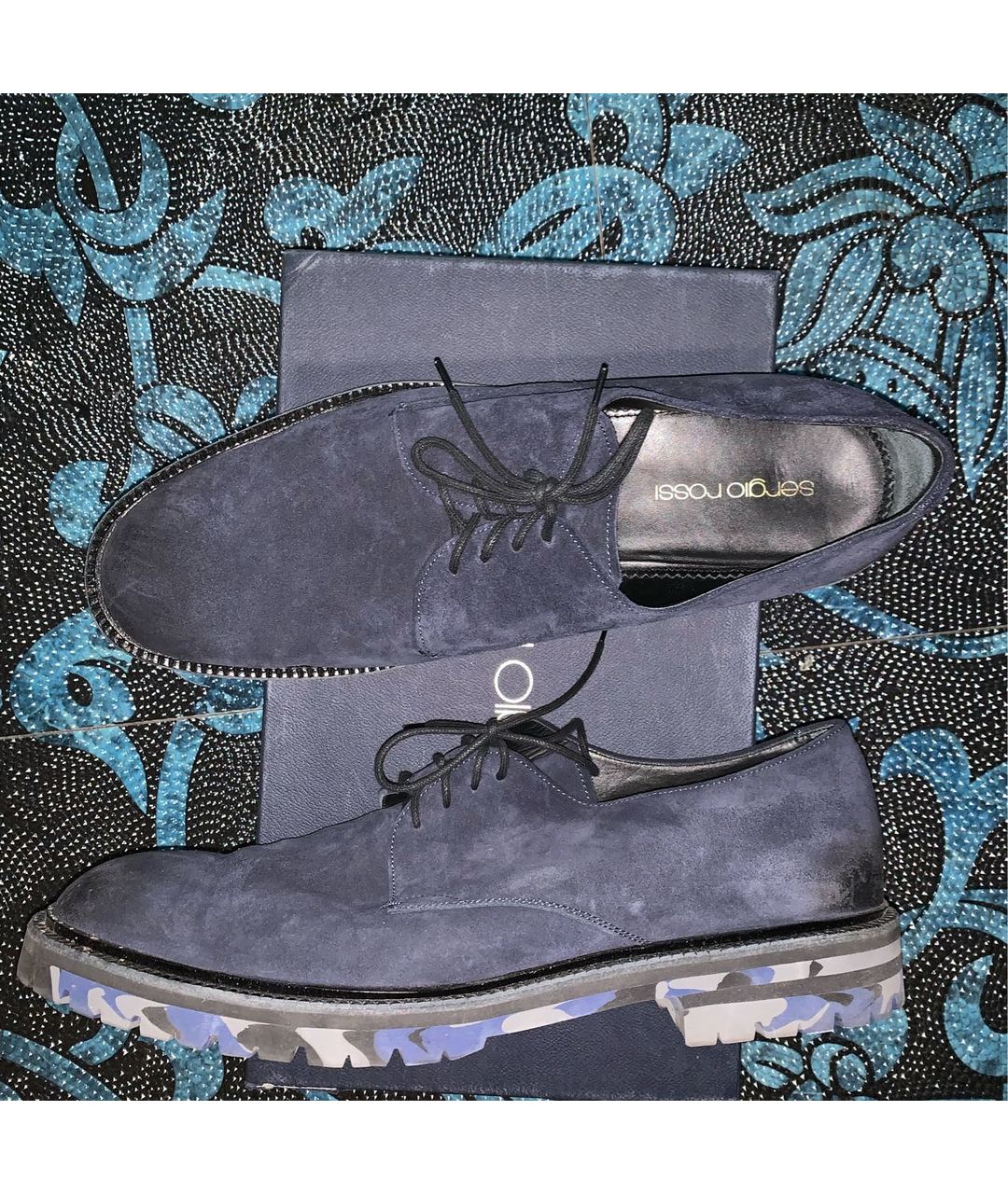 SERGIO ROSSI Темно-синие замшевые туфли, фото 5
