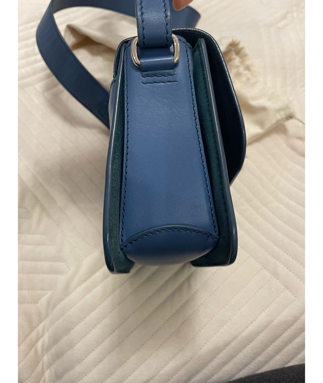 LORO PIANA Голубая кожаная сумка через плечо, фото 2
