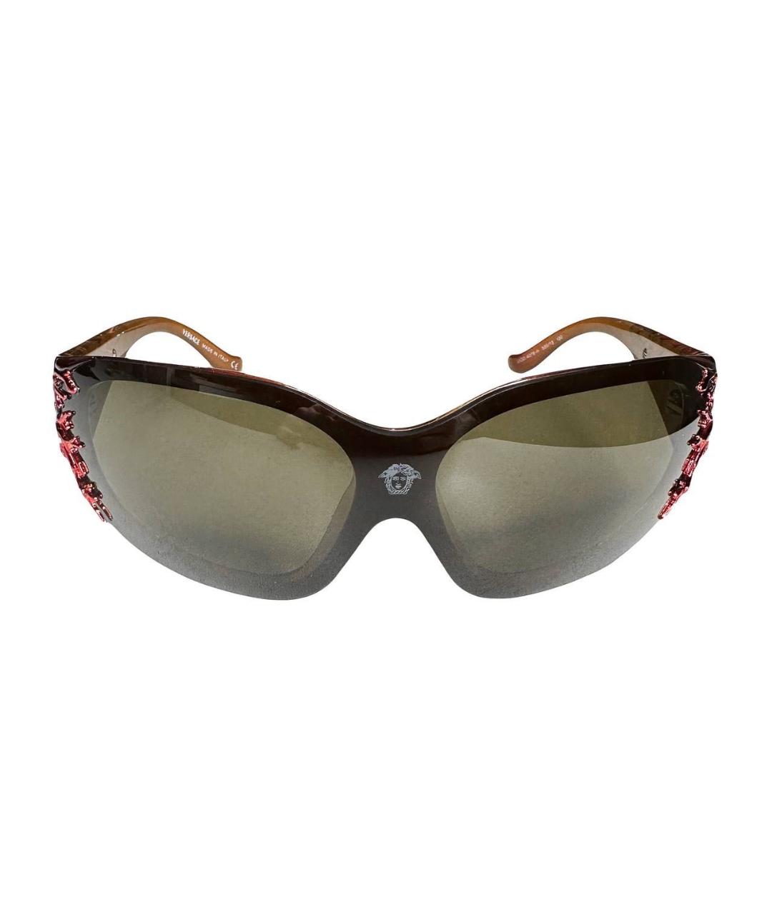 VERSACE Коричневые пластиковые солнцезащитные очки, фото 1
