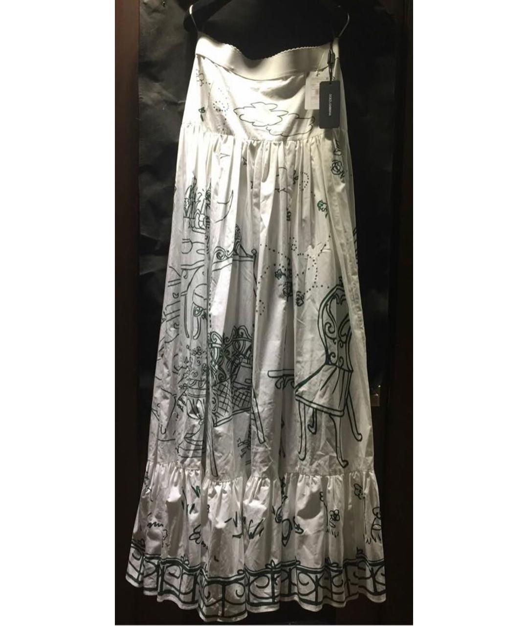 DOLCE&GABBANA Белая хлопковая юбка макси, фото 4