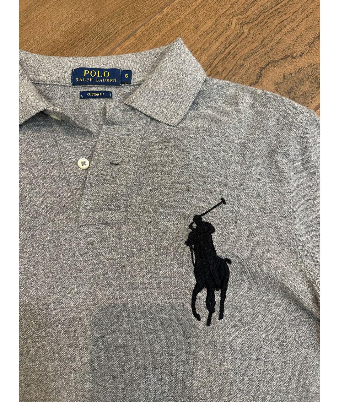 POLO RALPH LAUREN Антрацитовое хлопко-леновое поло с длинным рукавом, фото 4