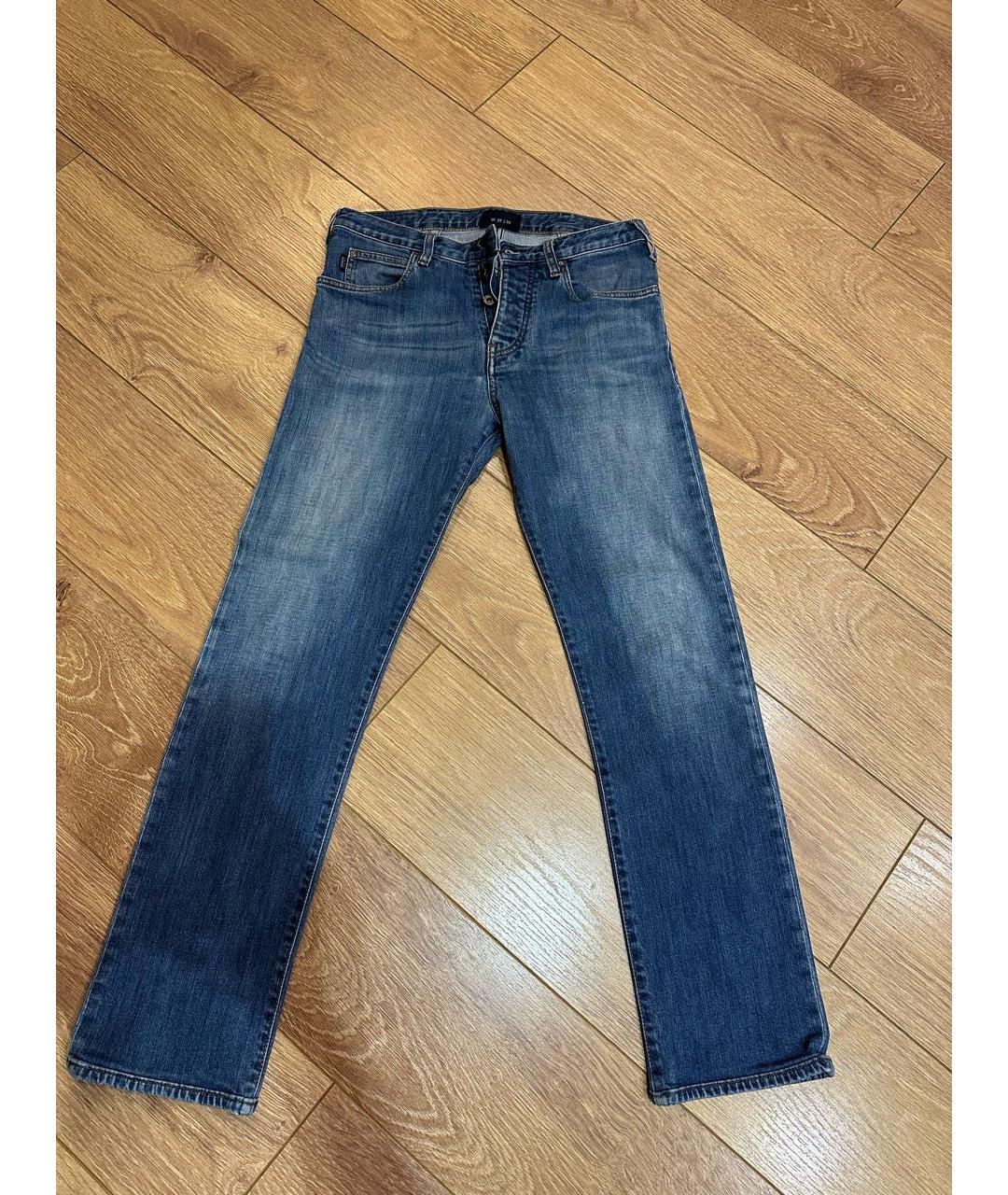 ARMANI JEANS Темно-синие хлопко-эластановые прямые джинсы, фото 5