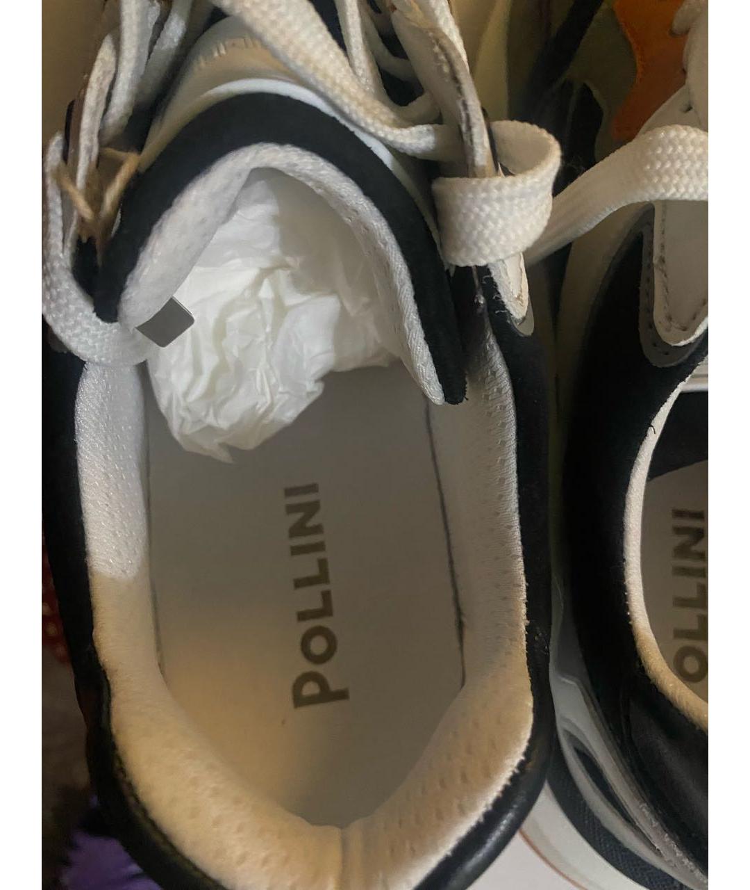 POLLINI Белые кожаные низкие кроссовки / кеды, фото 6