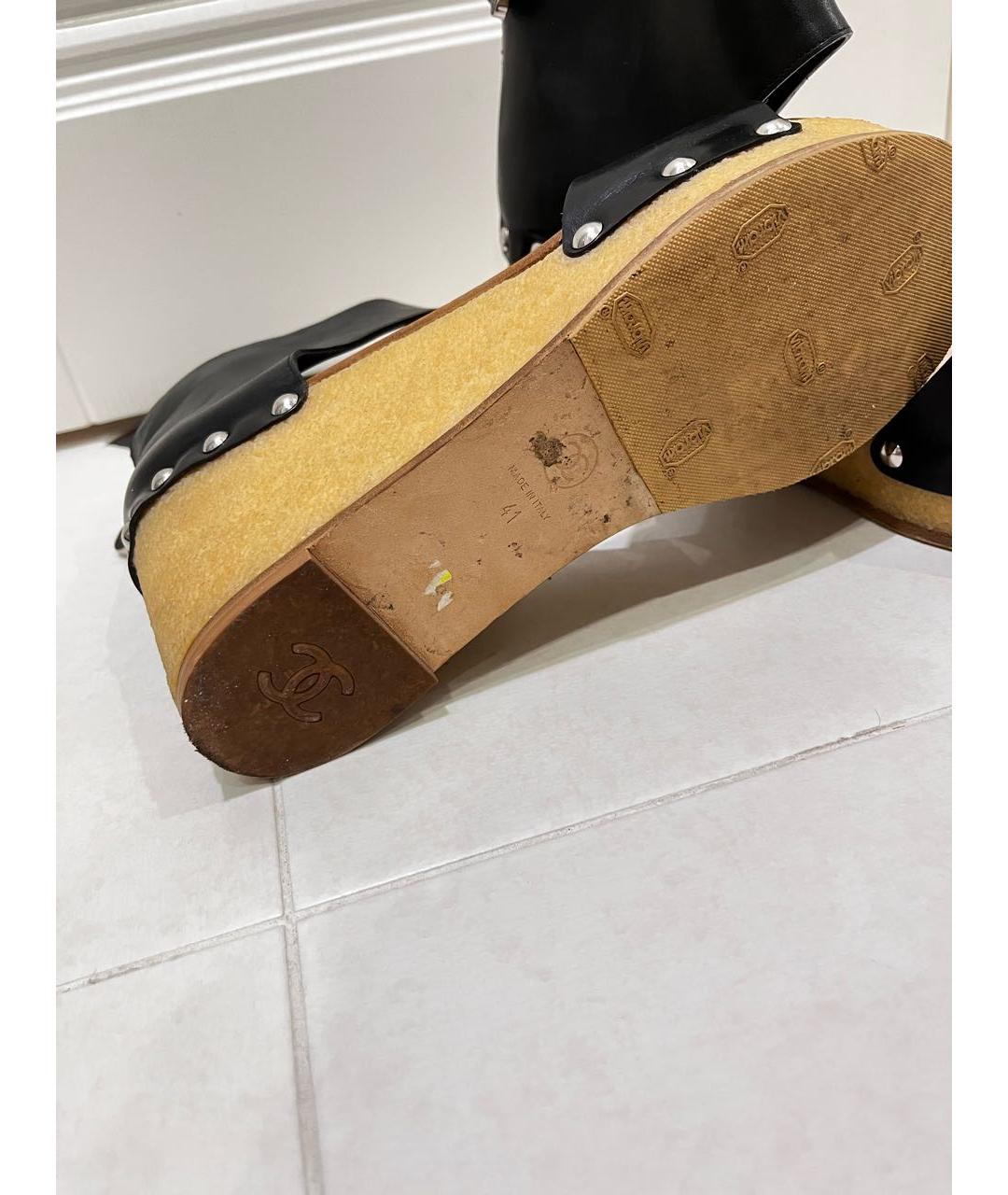 CHANEL Черные кожаные босоножки, фото 5