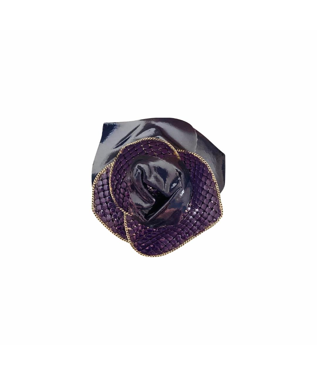 VERSACE Фиолетовая кожаная булавка / брошь, фото 1