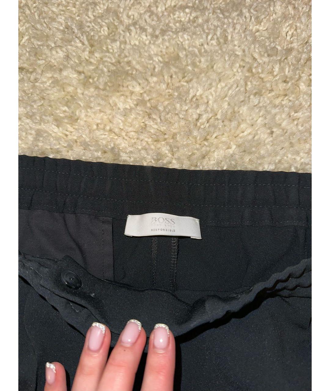 HUGO BOSS Черные полиэстеровые брюки узкие, фото 7
