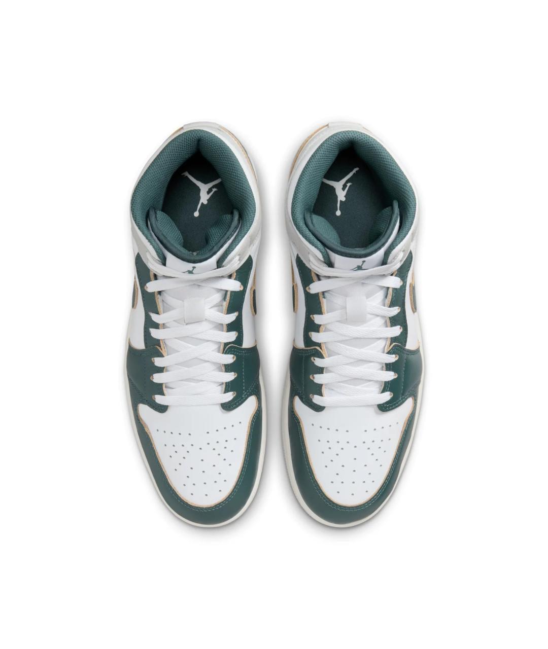 JORDAN Серые кожаные высокие кроссовки / кеды, фото 3