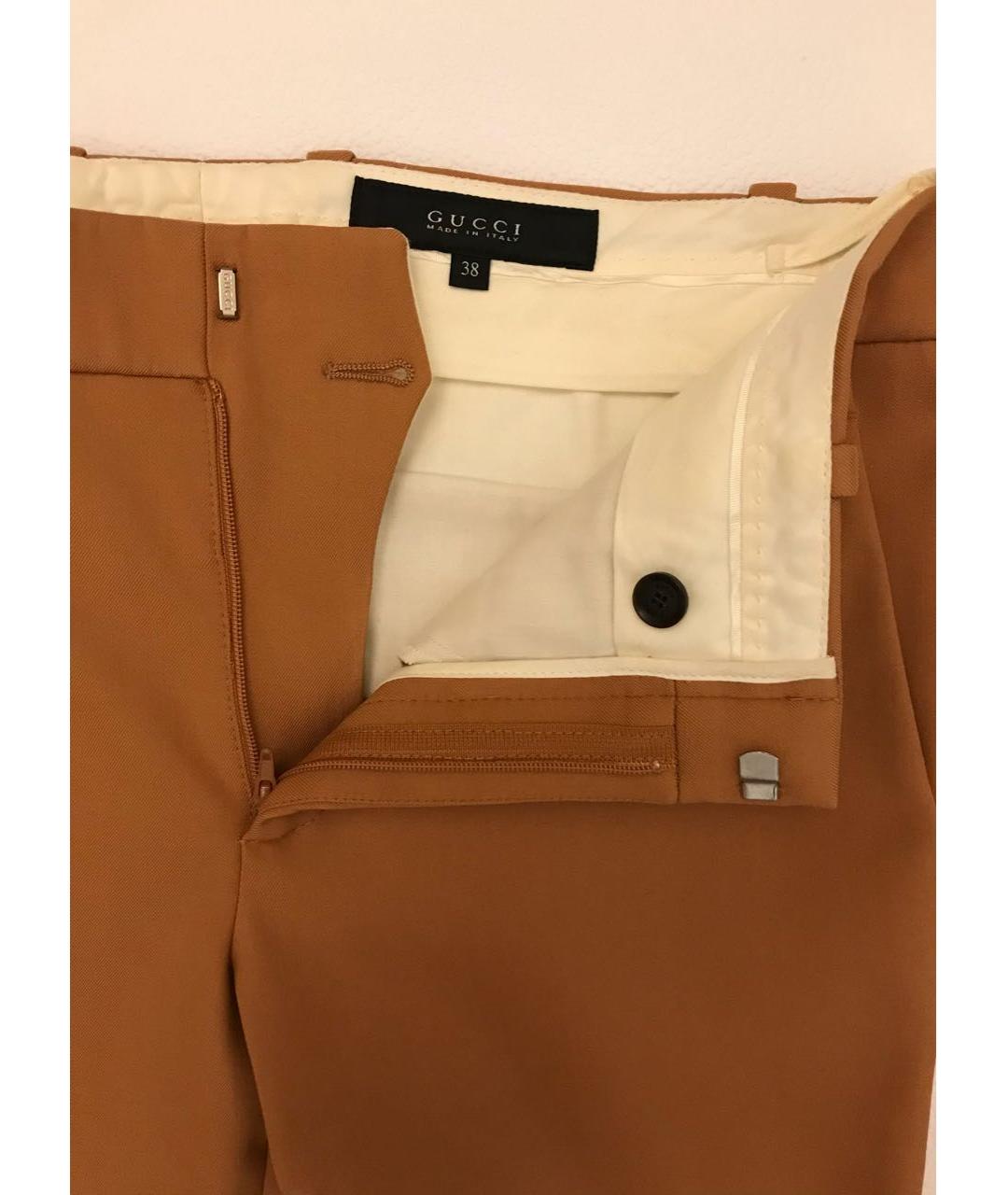 GUCCI Горчичные шерстяные брюки узкие, фото 3