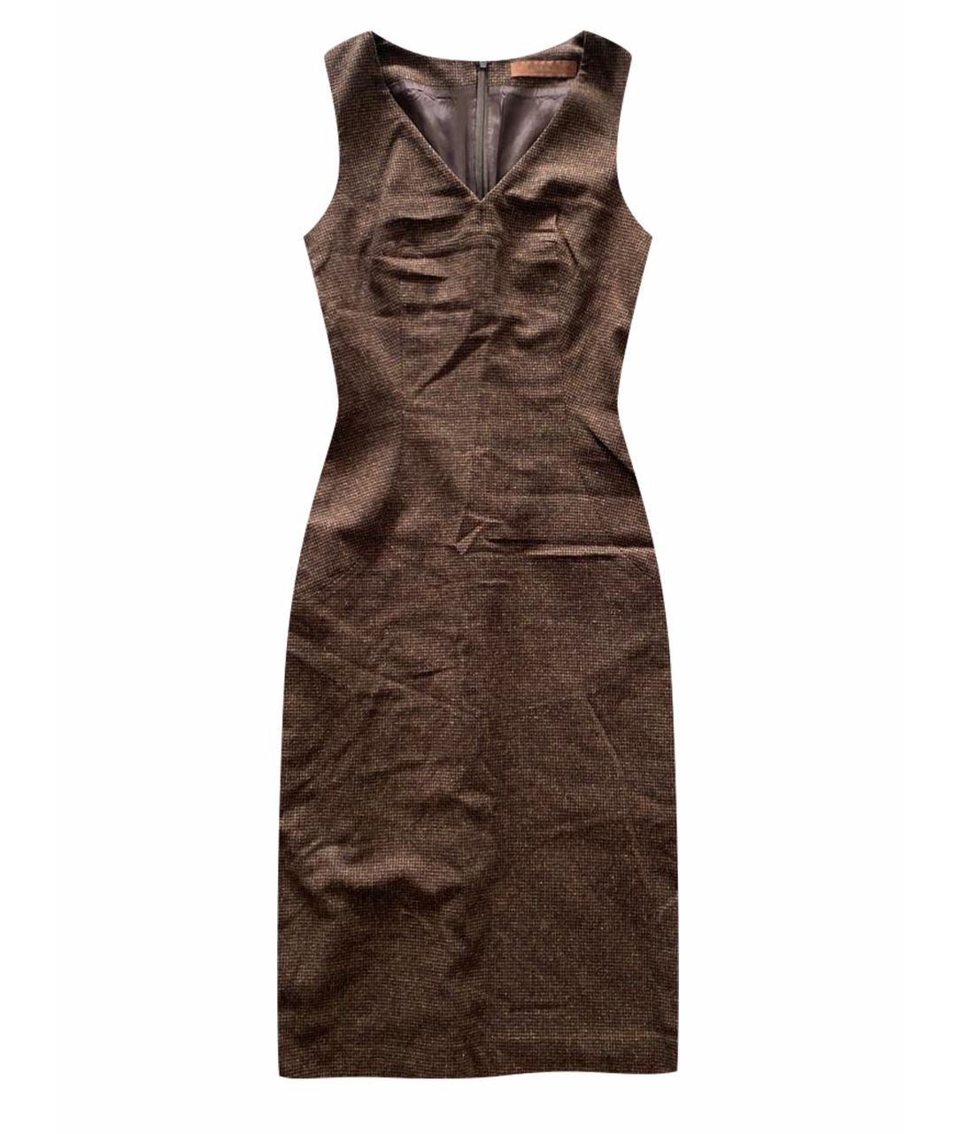 ETRO Коричневое шерстяное повседневное платье, фото 1