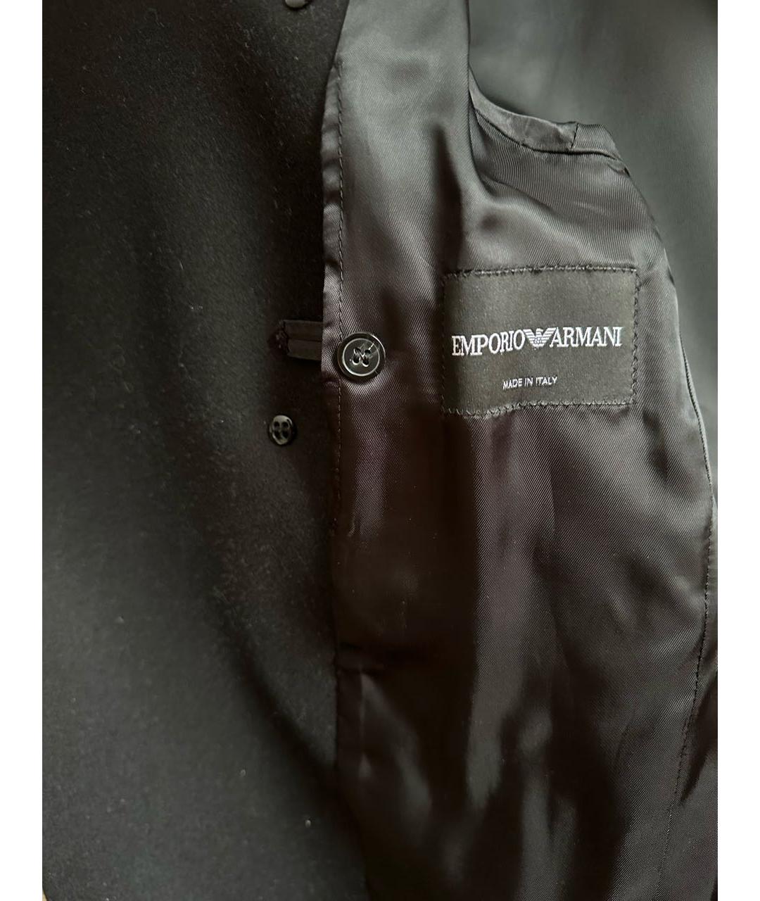 EMPORIO ARMANI Черное шерстяное пальто, фото 6