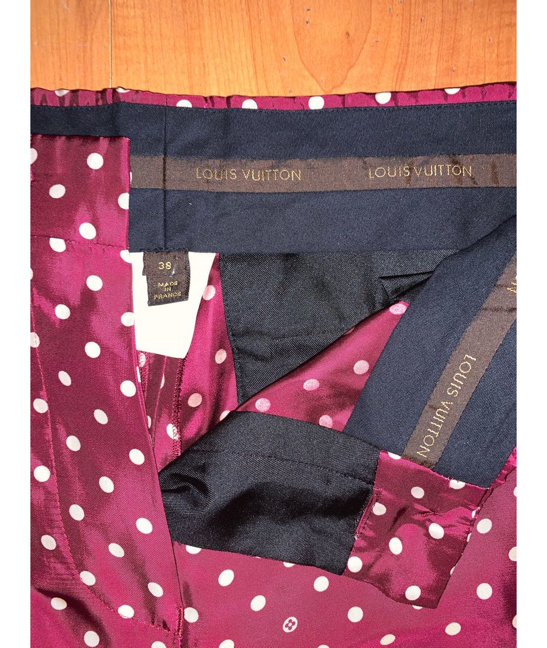 LOUIS VUITTON PRE-OWNED Бордовые хлопковые прямые брюки, фото 3