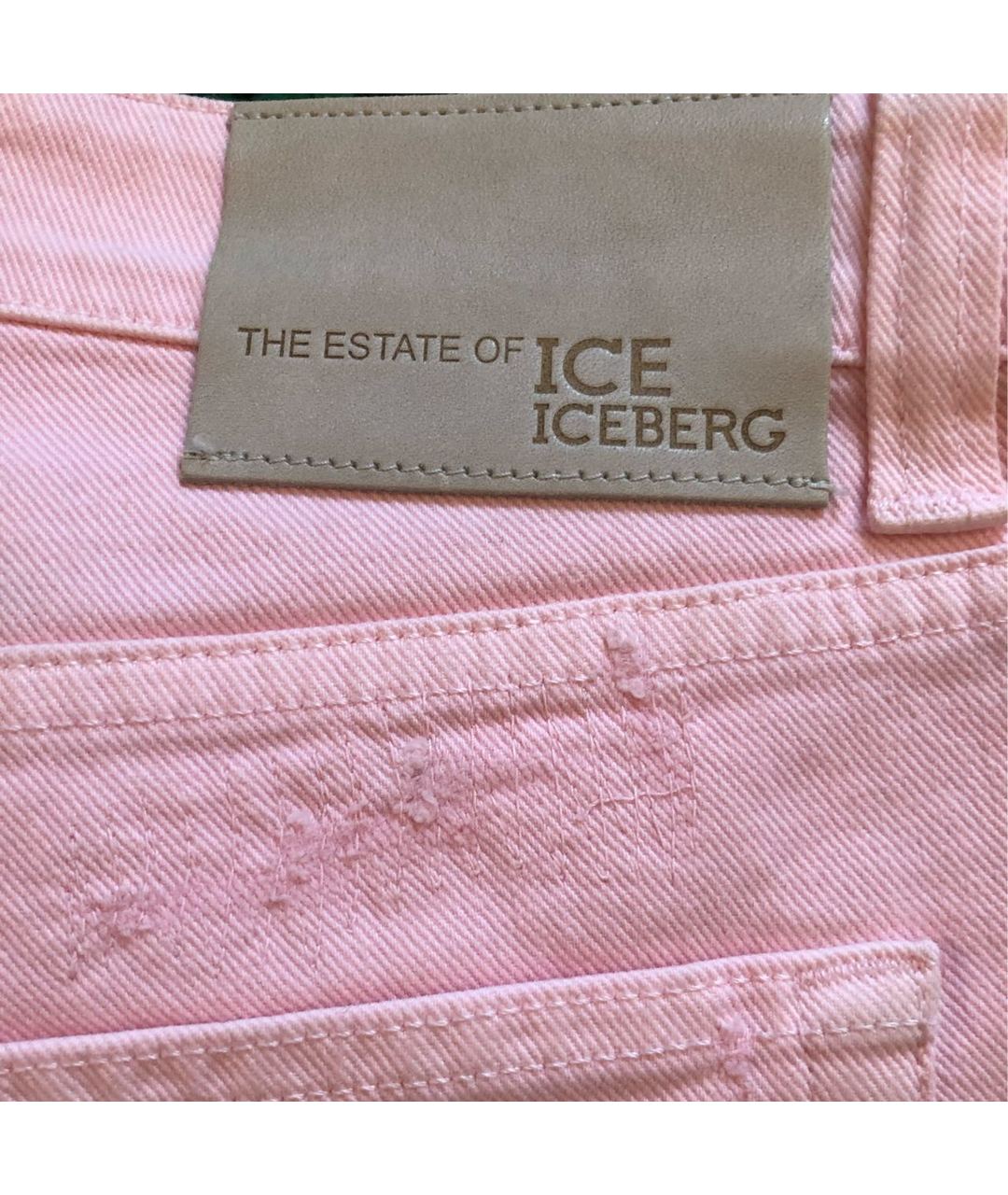 ICEBERG Розовые хлопко-эластановые прямые джинсы, фото 4