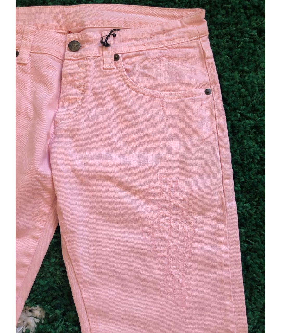 ICEBERG Розовые хлопко-эластановые прямые джинсы, фото 5