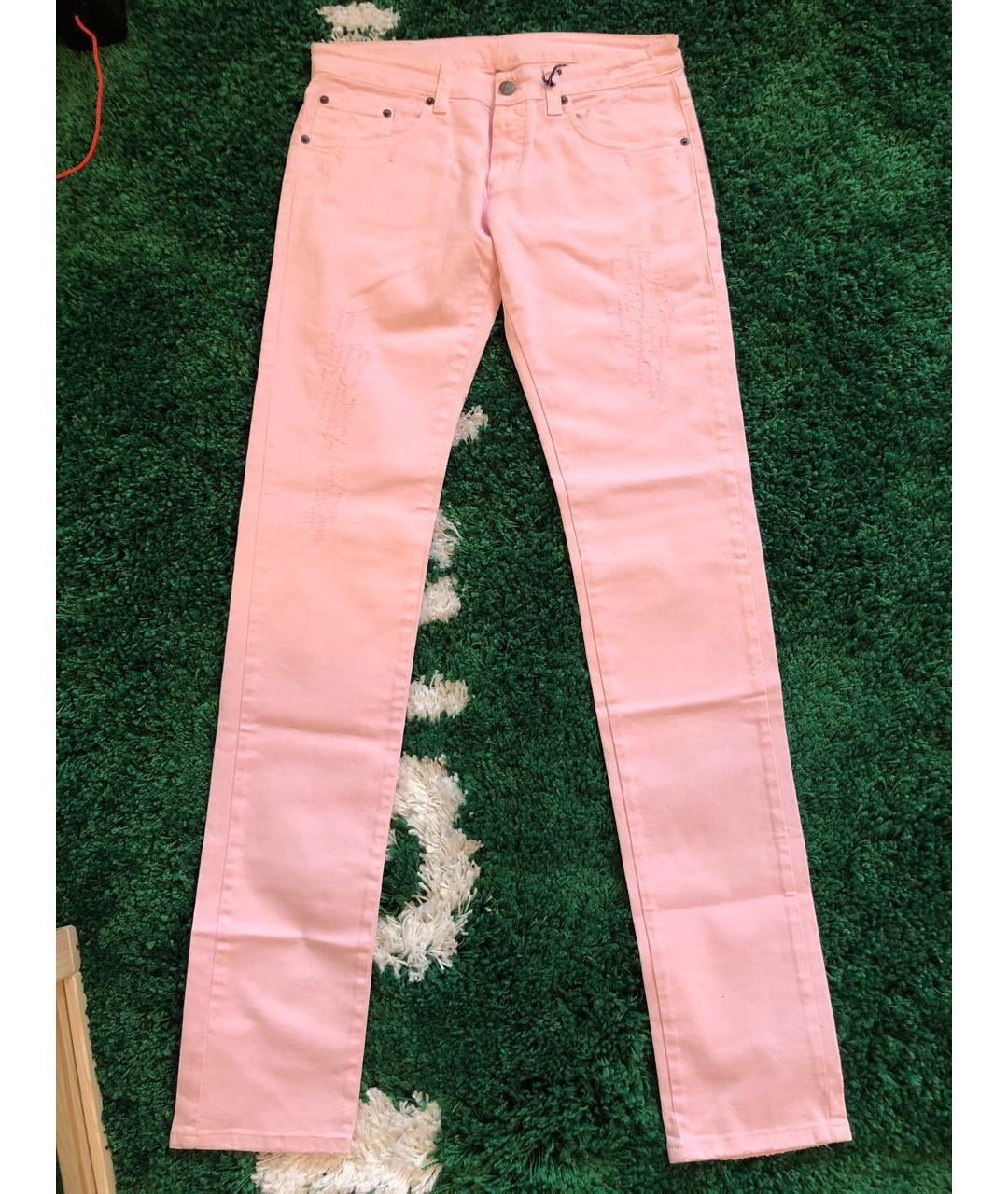 ICEBERG Розовые хлопко-эластановые прямые джинсы, фото 8