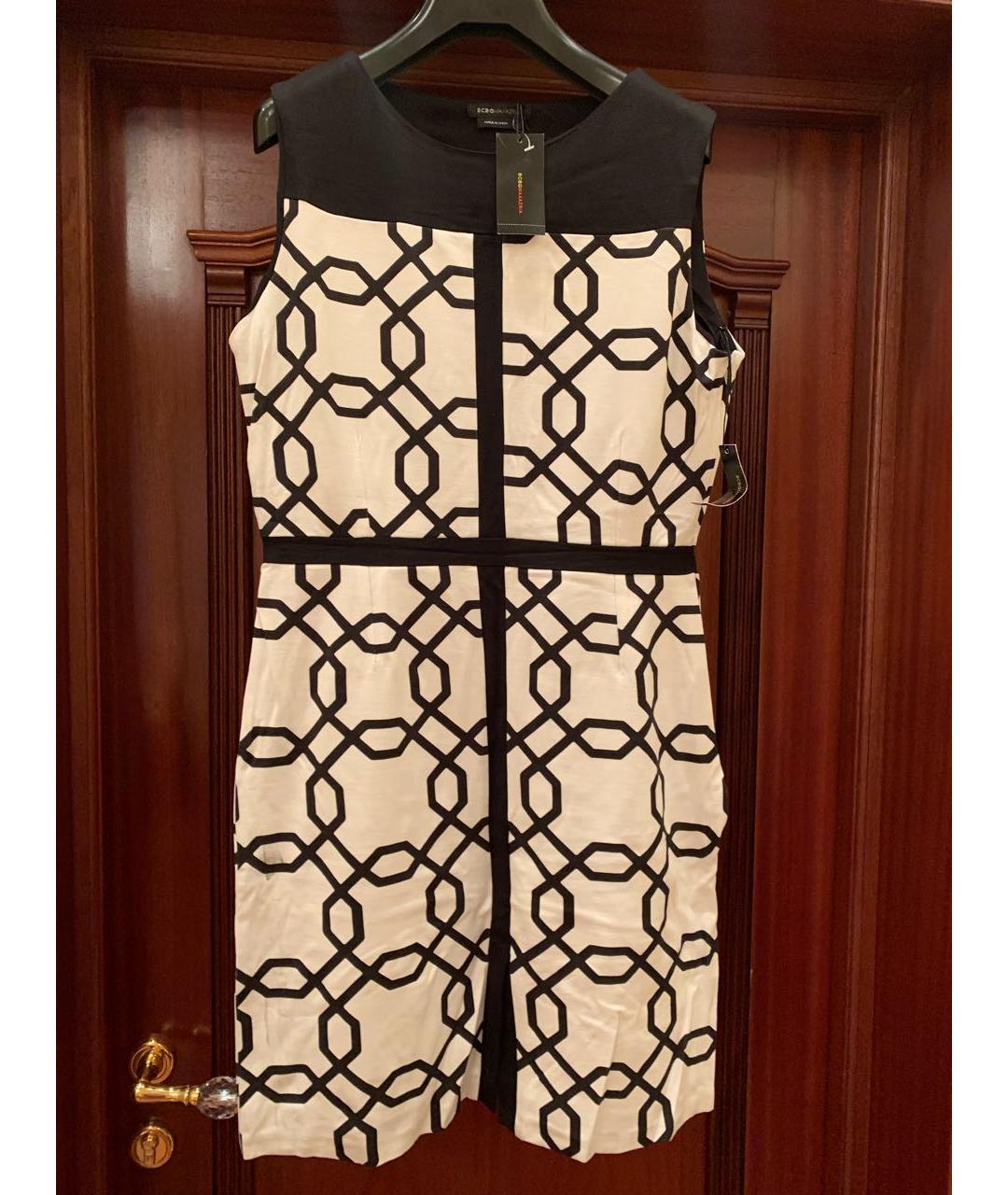 BCBG MAXAZRIA Белое хлопко-эластановое повседневное платье, фото 7