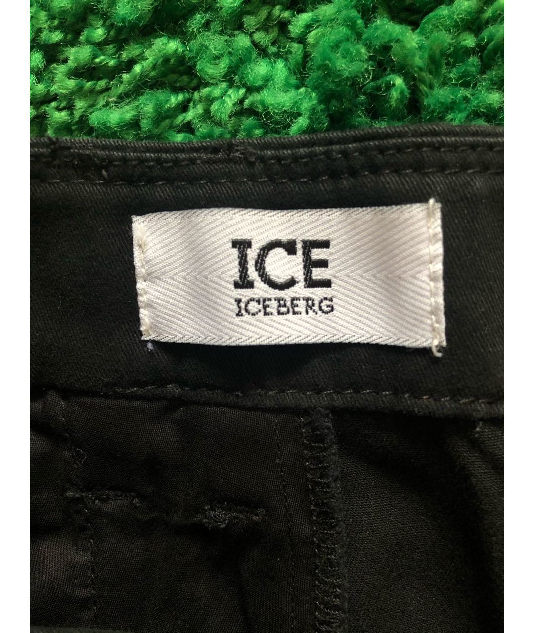 ICEBERG Черные хлопко-эластановые прямые брюки, фото 4