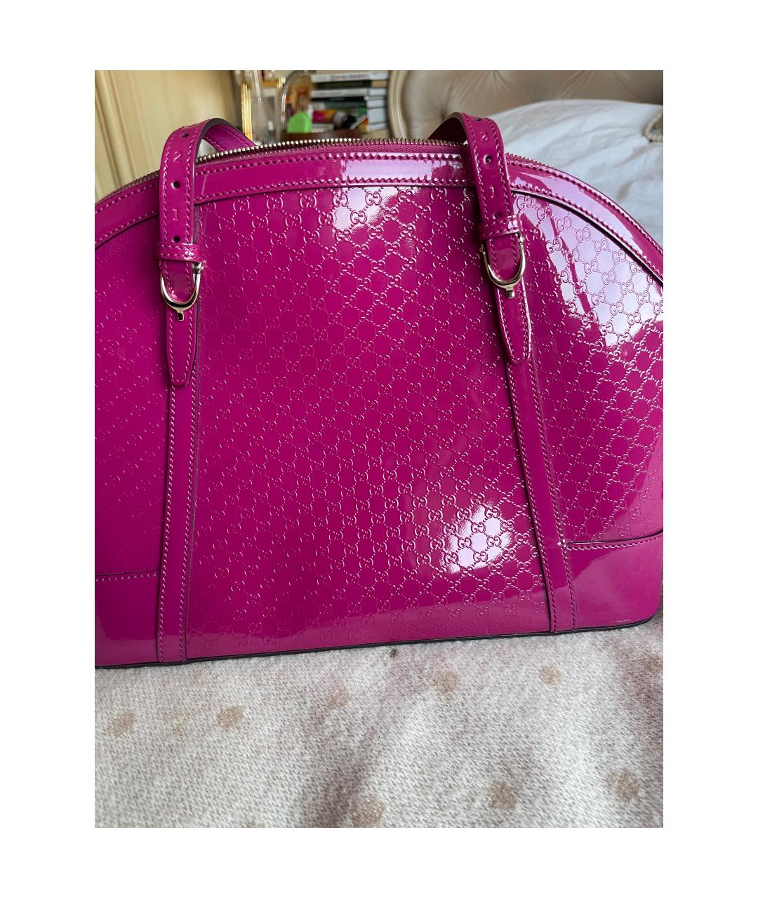 GUCCI Фуксия сумка через плечо из лакированной кожи, фото 3