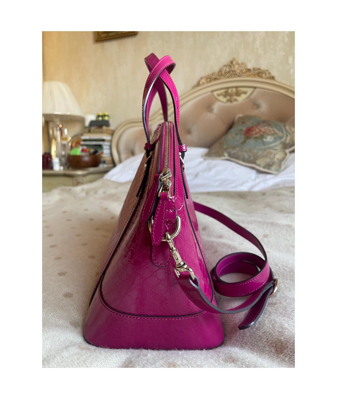 GUCCI Фуксия сумка через плечо из лакированной кожи, фото 2