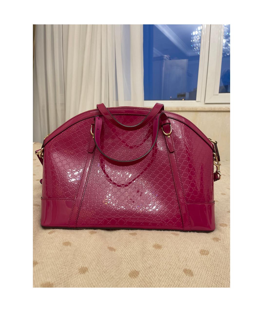 GUCCI Фуксия сумка через плечо из лакированной кожи, фото 7