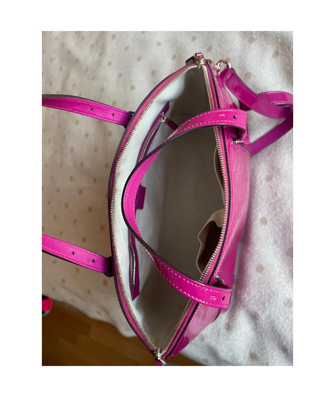 GUCCI Фуксия сумка через плечо из лакированной кожи, фото 4