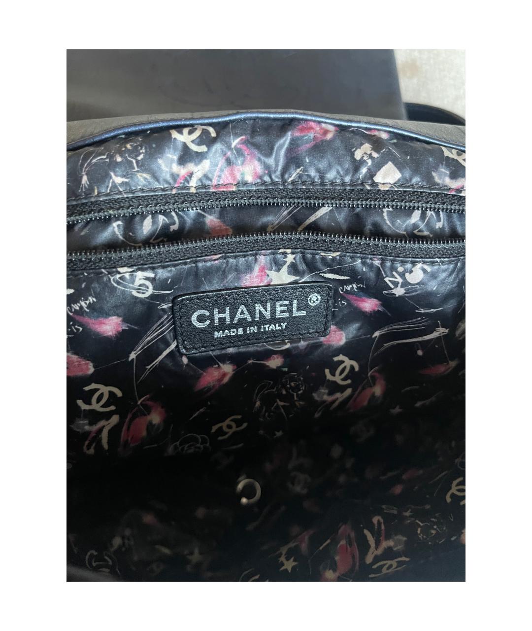 CHANEL Темно-синий кожаный рюкзак, фото 6