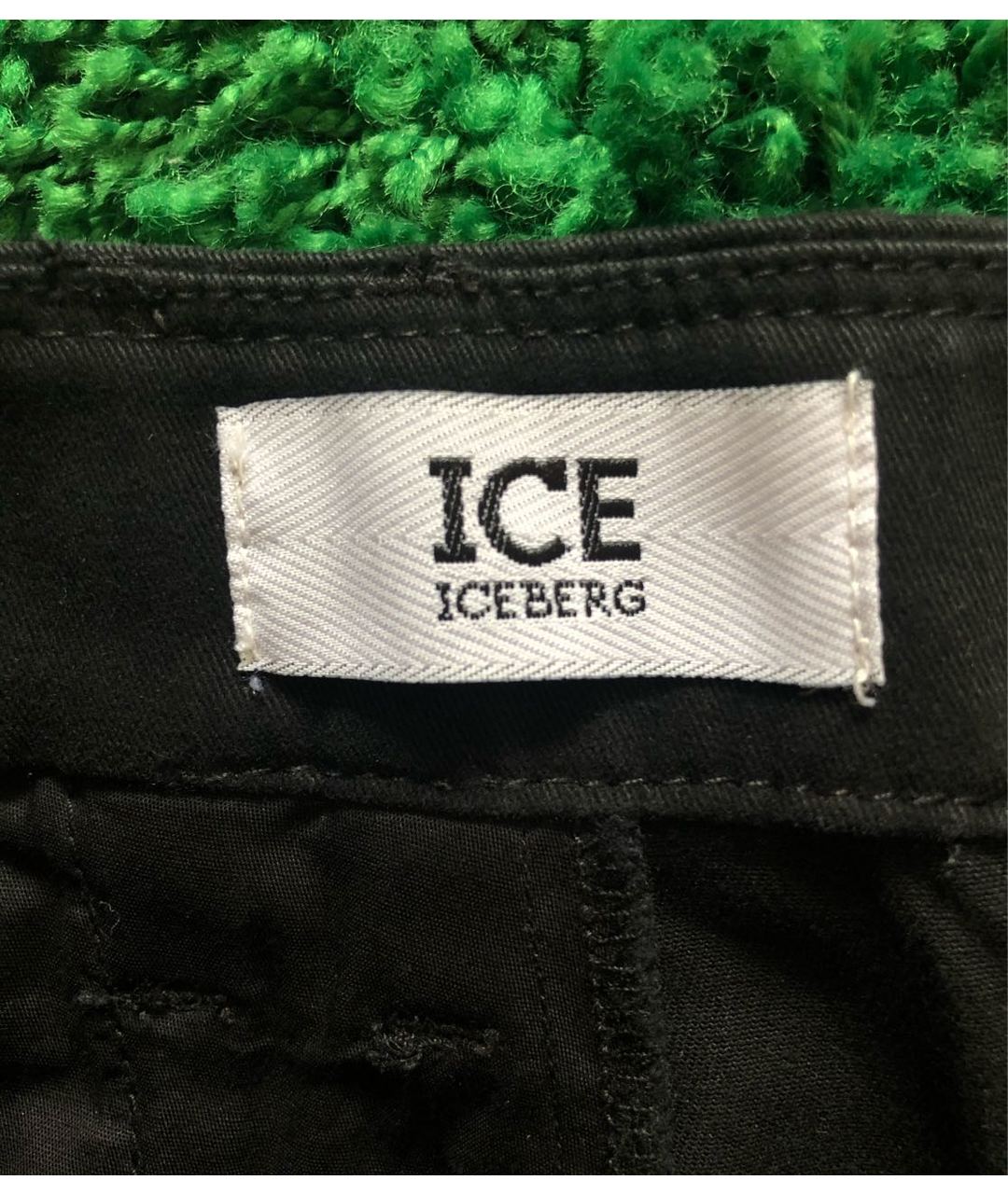 ICEBERG Черные хлопко-эластановые прямые брюки, фото 3