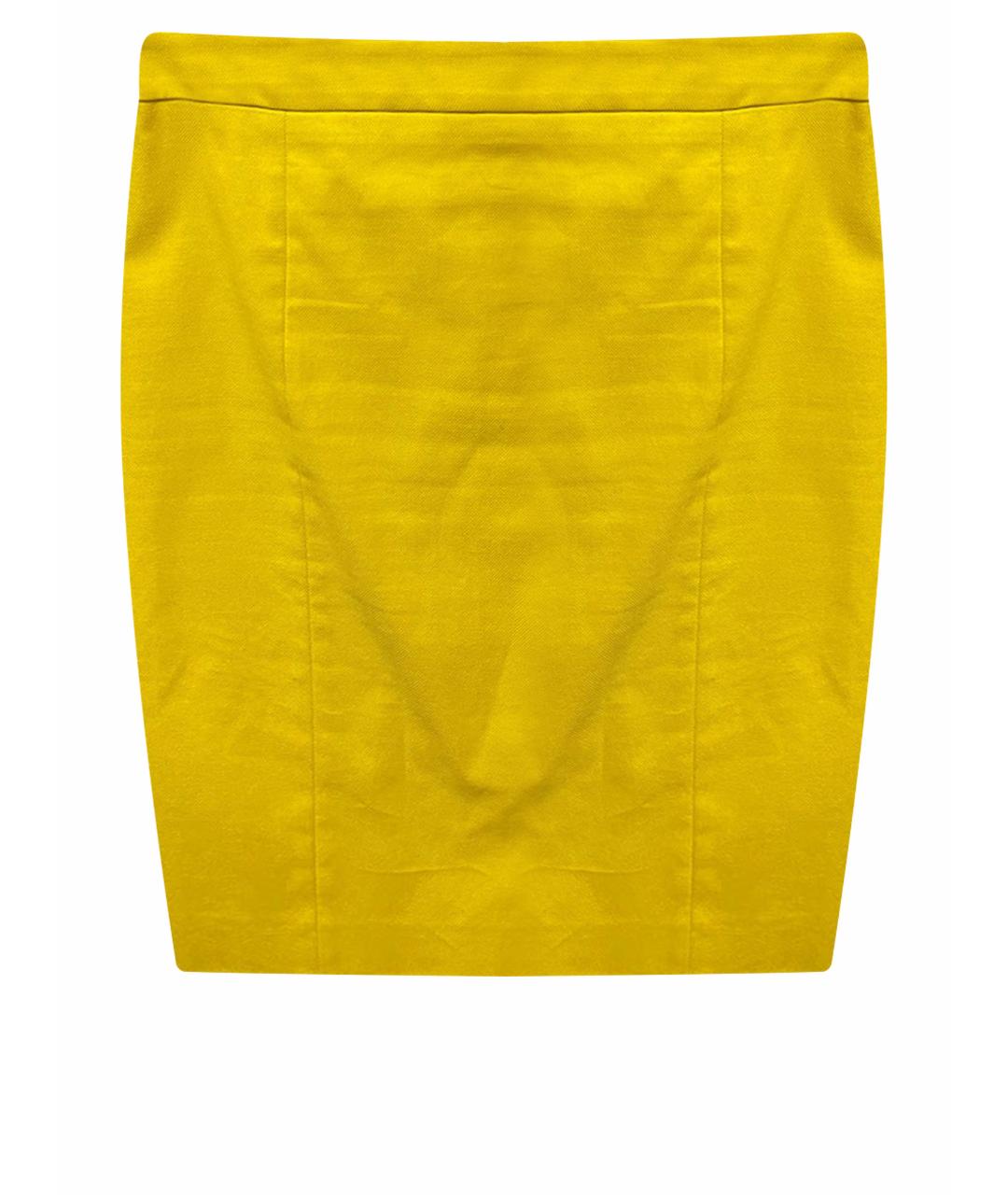 RED VALENTINO Желтая хлопко-эластановая юбка миди, фото 1