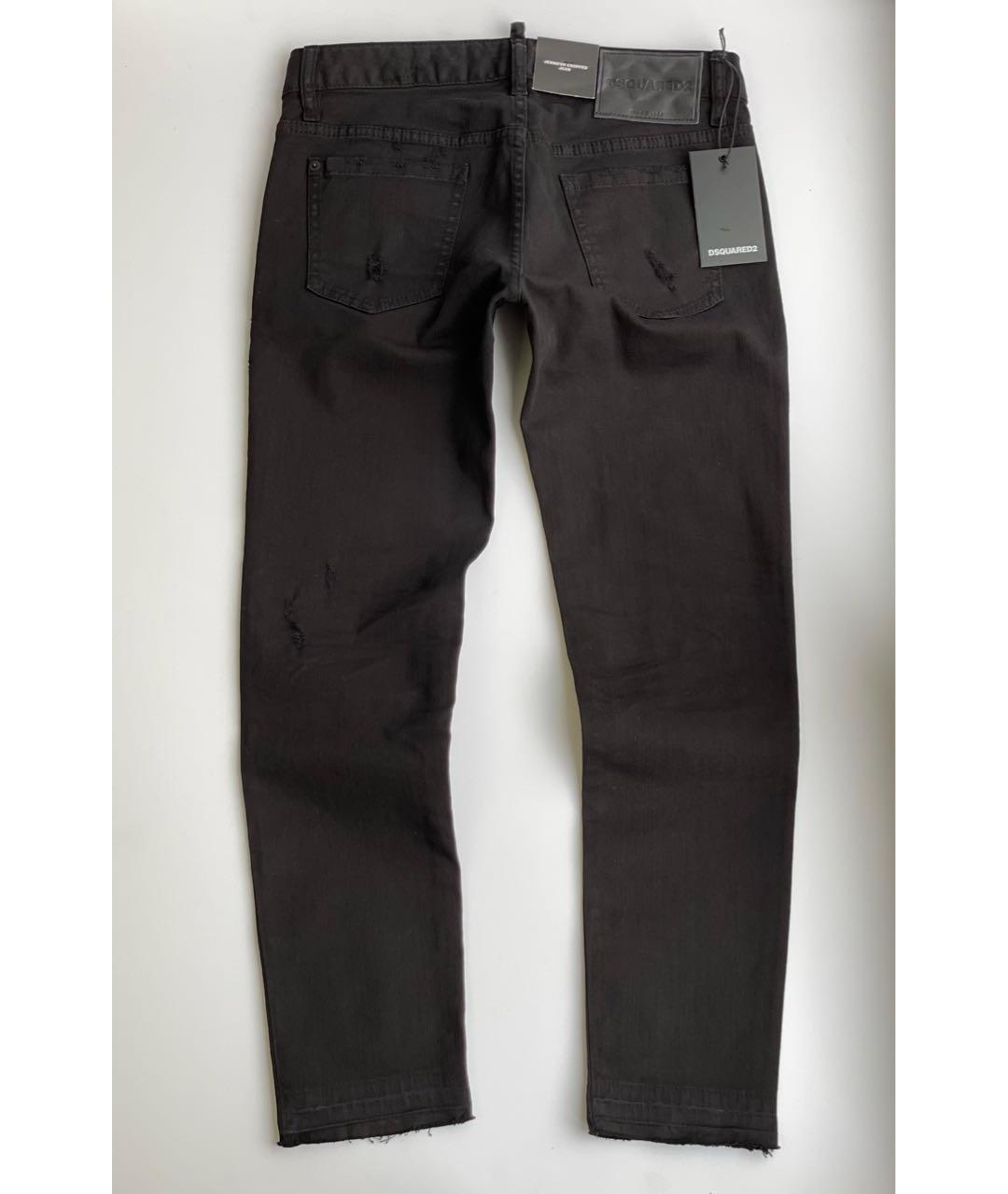 DSQUARED2 Черные хлопко-эластановые джинсы слим, фото 2