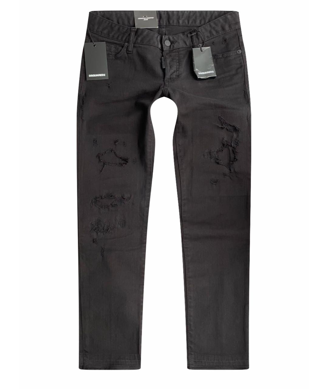 DSQUARED2 Черные хлопко-эластановые джинсы слим, фото 1