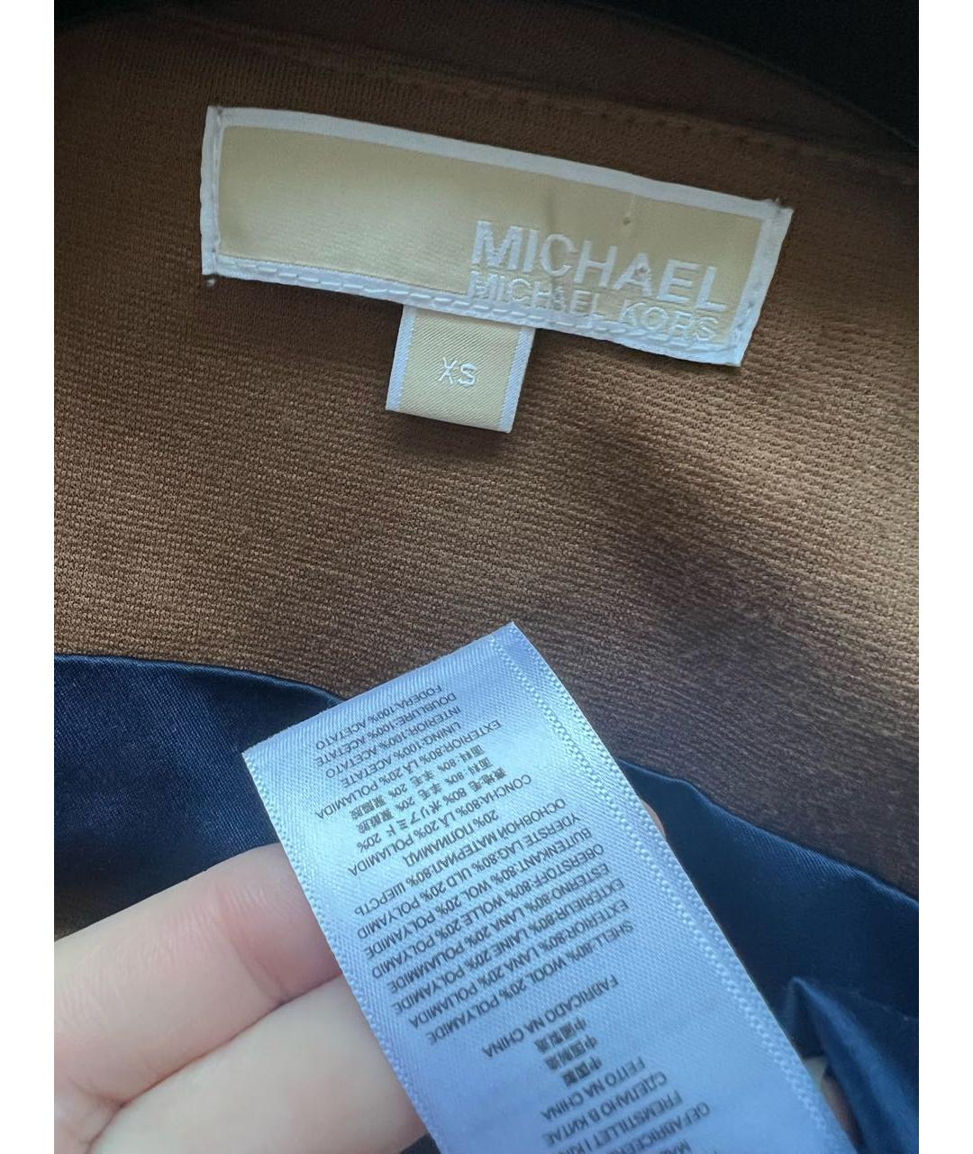 MICHAEL KORS Коричневое шерстяное повседневное платье, фото 3