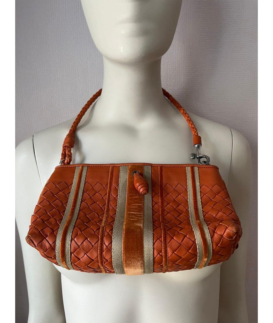BOTTEGA VENETA Оранжевая кожаная сумка через плечо, фото 5