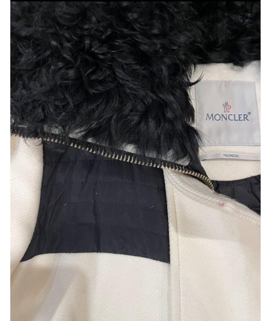 MONCLER Белое шерстяное пальто, фото 3